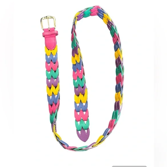 Genuine Leather Rainbow Belt 46.25 inches Long - Picture 2 of 6